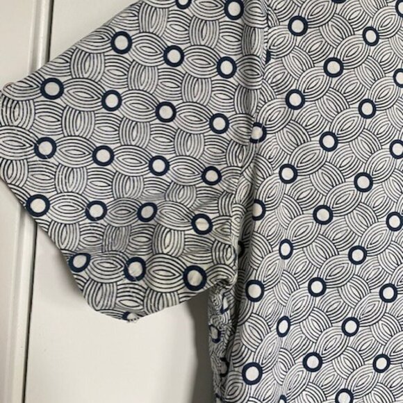 BEN SHERMAN Short Sleeve Retro Blue Print Shirt Sz Medium - Picture 9 of 12